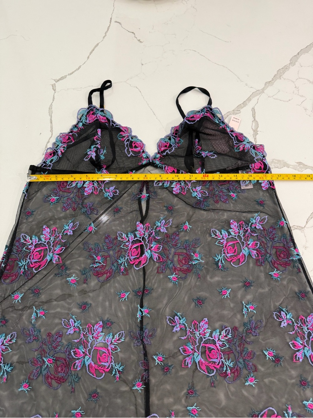 NWT Victoria's Secret Floral Embroidery Sheer Mesh lingerie Slip size L - Picture 7 of 12